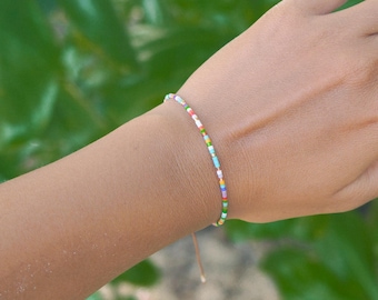 Rainbow Summer Bracelet, Adjustable 14cm-28cm, Surfer Bracelet, Boho Accessory, Beachy Jewelry, Unisex, Bracelet / Anklet, OceanByTahlia