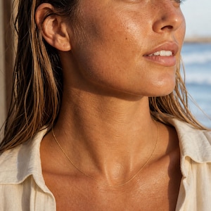 Dainty 18K Gold Plated Chain Necklace, 45cm Gold Vermeil Sterling Silver Minimalist Surfer Girl Beach Jewelry image 6