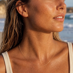 Dainty 18K Gold Plated Chain Necklace, 45cm Gold Vermeil Sterling Silver Minimalist Surfer Girl Beach Jewelry image 9