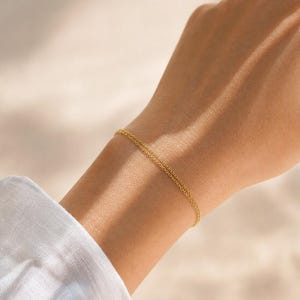 Double Strand 18K Gold Plated Bracelet, Dainty Stainless Steel Chain Bracelet, Coastal Everyday Jewelry Gift for Her