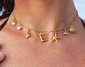 ●SSY● Ocean Chain Initial Necklace 24 HOT INTIAL NECKLACE Surfer Girl Necklace, Initial Necklace, Waterproof Beach