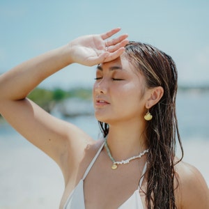 Sunrise Shell Earrings, 18k Gold Plated Scallop Seashell, Waterproof Ocean Jewelry, Handmade Tropical Accessory, Hypoallergenic Earrings image 4