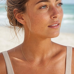 Dainty 18K Gold Plated Chain Necklace, 45cm Gold Vermeil Sterling Silver Minimalist Surfer Girl Beach Jewelry image 8