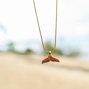 Whale Fluke Necklace, 18K Gold Charm, 50cm Long, Waterproof Beach Jewelry, Whale Tail Pendant, Mermaidcore, Mermaid, Surfer, Boho
