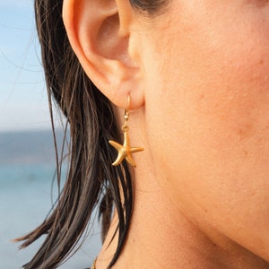 Starfish Earrings, Waterproof Non-tarnish Jewelry, Beach Jewels, Surfer Accessory, Dainty Drop, Mermaid, Hypoallergenic, Boho, Come in Pairs
