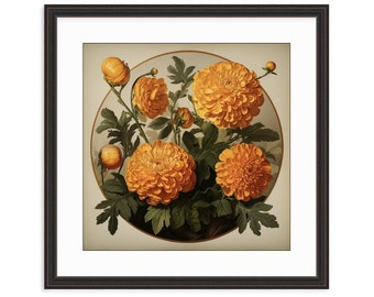 Marigold Printable | Vintage Plant | Digital Download | Botanical Illustration | Flower Wall Art | Vault Edition Print