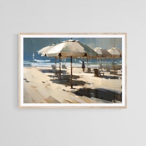 Beach Umbrella Printable | Coastal Painting | Digital Download | Summer Illustration | Seascape Wall Art | Vault Edition Print