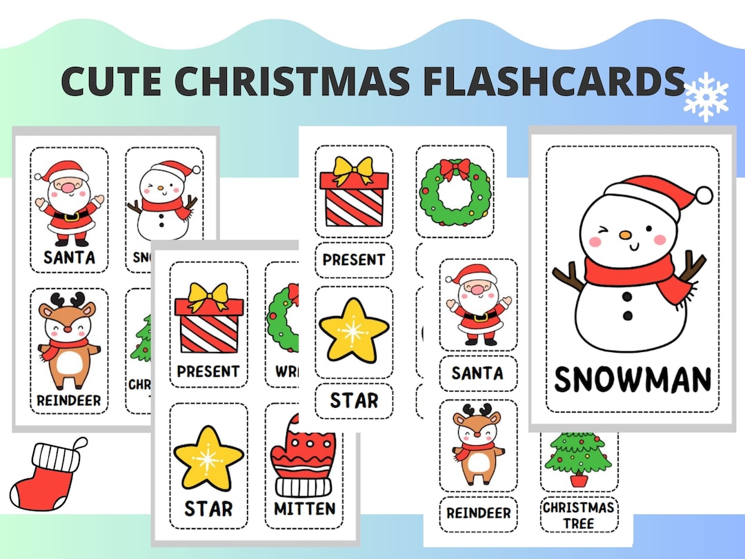Cute Christmas Flashcards PDF Instant Download Printables Etsy