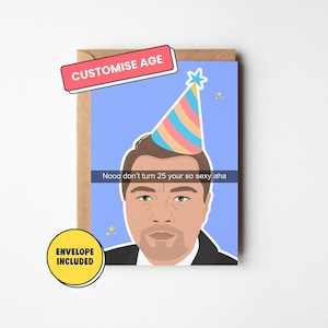 Leonardo Dicaprio Birthday Card, Funny Custom Birthday Greeting Card, Birthday Card For Any Age, Pop Culture Greeting Card, A5 Large Card