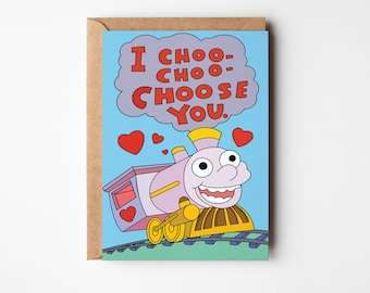 I Choo-Choo-Choose You Greeting Card, Simpsons Valentines Card, Anniversary, Birthday