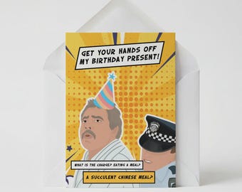 Democracy Manifest Greeting Card, Succulent Chinese Meal, Aussie Meme Birthday Card