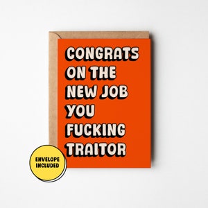 New Job Greeting Card, Congratulations Card, Funny Farewell Card, Going Away Gift for Coworker, Rude Retirement Card, Rude Goodbye Card