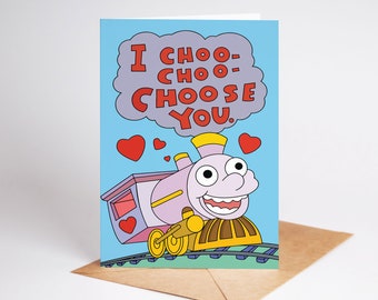 I Choo-Choo-Choose You Greeting Card, Valentines Day Card, Simpsons Gift, Ralph Wiggum, Large A5 Card, Valentines Day Present