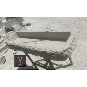 Travertine Rustic Farm Sink - 100% Natural Stone - Handcrafted - Marble Sink - Travertine Sink - Kitchen Vanity - Farmhouse Sink