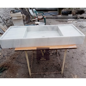 Carrara White Trough Marble Sink - 100% Natural Stone - Handcrafted - Hand Carved Sink - Bathroom Sink - Custom Made Sink - Luxury Home