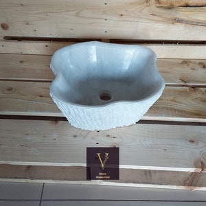 Carrera Marble Pot Design Vessel Sink - 100% Natural Stone - Handcrafted - Marble Sink - Vessel Sink - Bathroom Design - Vanity