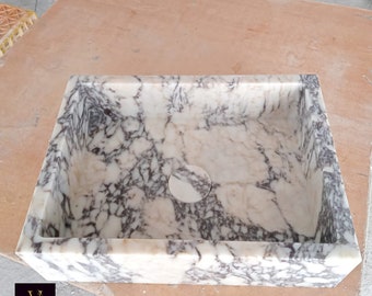 Pia de mármore Calacatta Viola feita à mão: Pia de sobrepor com tampa de drenagem