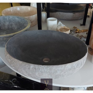 Basalt Antracite Rustic Sink - Marble Sink - 100% Natural Stone - Handmade - Black Stone - Washbasin - Vessel Sink