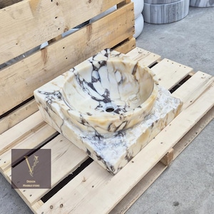 Calacatta Viola Marble Sink - Unfinished Design - Marble Wash Basin - Handmade Sink - Stone Sink - Vessel Sink - Calcatta Marble - Vanity