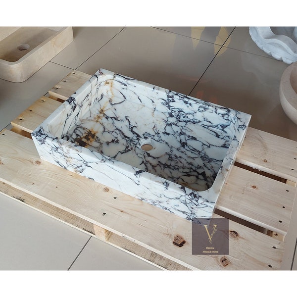 Calacatta Marble Sink - 100% Natural Stone - Handcrafted -Marble Wash Basin - Marble Vanity - Stone Sink - Marble Bathroom - Luxury Sink