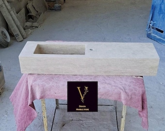 Pia de parede em travertino: móvel rústico para banheiro, ralo oculto