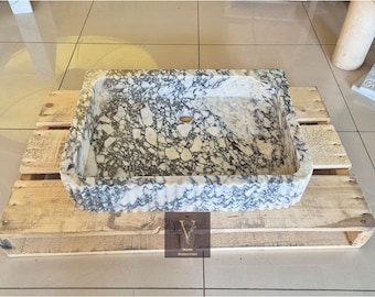 Handcrafted Calacatta Marble Fluted Sink - Natural Stone Vanity