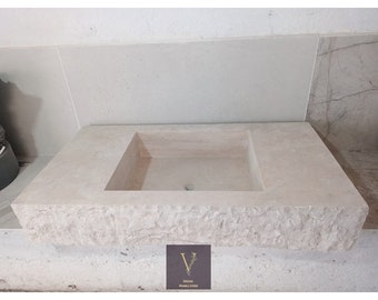 Handcrafted Travertine Stone Bathroom Sink: Natural Design