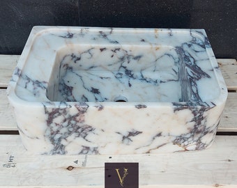 Calacatta Viola Marble Wall-Mounted Sink: Handcrafted Natural Stone
