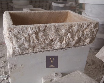 Travertine Sink - Rustic Design - 100% Natural Stone - Handcrafted - Custom Sink - Chiseled Sink - Rustic Sink - Handmade Design