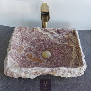 Onyx Marble Rustic Sink - 100% Natural Stone - Handcrafted - Marble Sink for Bathroom - Stylish Home Decor - Luxury Marble