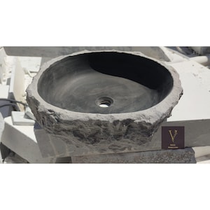 Basalt Black Stone Sink - Natural Design - 100% Natural Stone - Handmade - Black Stone - Washbasin - Vessel Sink