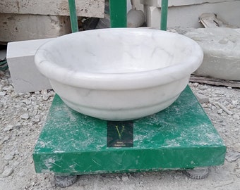 Handcrafted Carrara White Marble Vessel Sink: Natural Stone Washbasin