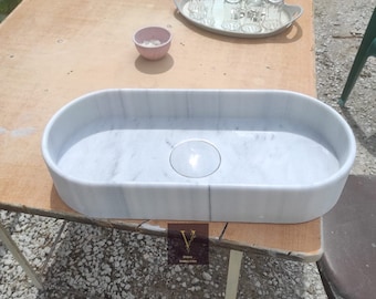 Handcrafted Carrara Marble Vessel Sink: Long Bathroom Washbasin