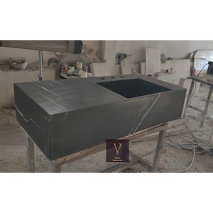 Handmade Nero Marquina Black Marble Wall-Mounted Sink