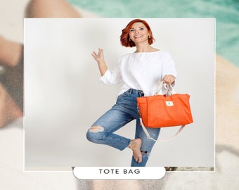 style orange bag,fashion tote bag,for her gifts,gift for her,cloth bags,orange beach bag,Daily bag,shoulder bag,handbag,summer bags,bags