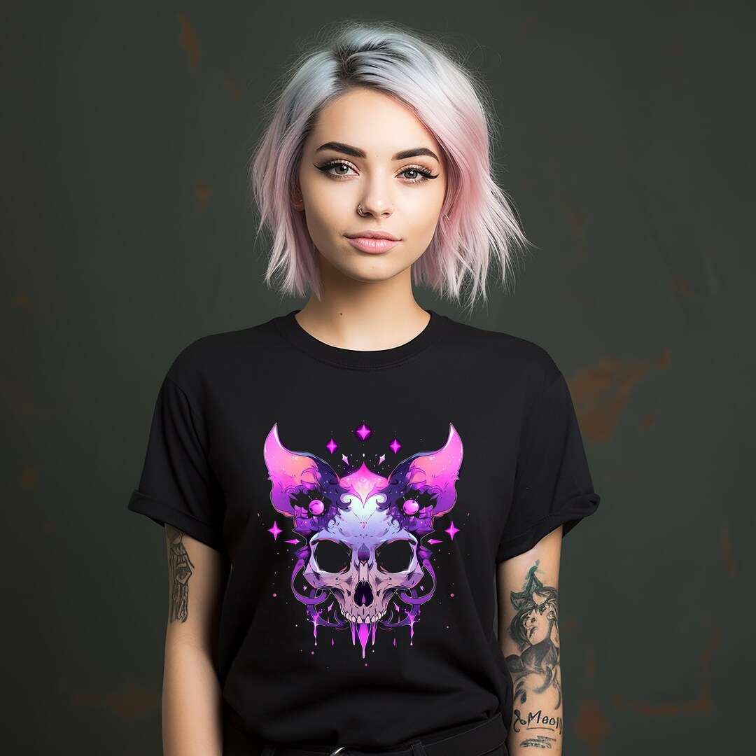 Pastel Goth Cat Skull Tshirt Cat Skull Shirt Pastel Goth Etsy