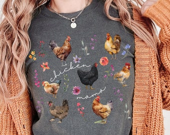 Chicken Mama Shirt Gift for Chicken Mom Comfort Colors Farm Life T Shirt for Chicken Lover Backyard Chickens Tee Farmer Shirt for Country