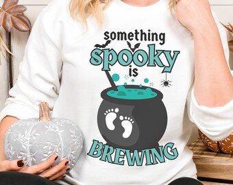 Halloween Sweatshirt Pregnancy Announcement Spooky Maternity Sweater Pregnant Halloween Shirt Fall Sweatshirt for Women Expecting Baby Gift