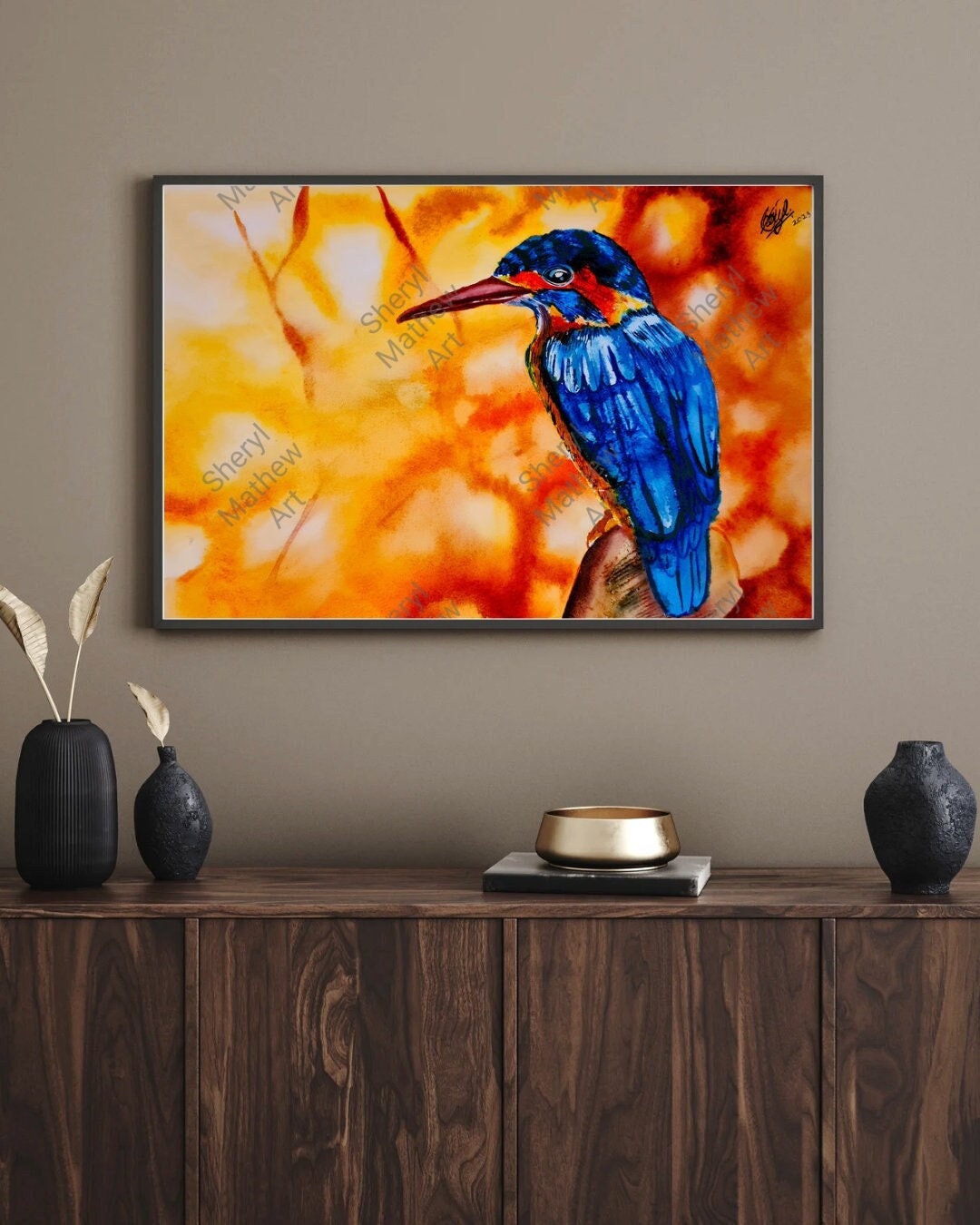 DIGITAL DOWNLOAD Kingfisher Art Print Bird Poster Watercolor - Etsy
