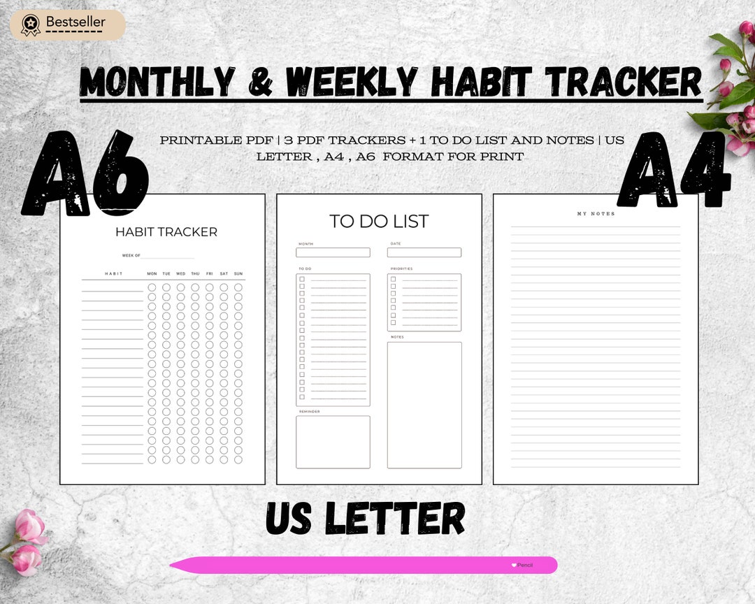 Weekly Habit Tracker Printable to Do List My Notes Digital ...