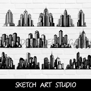 City skyscrapers silhouette  bundle, skyline , city , skyscraper , town , building , skyscraper design, city vector svg eps pdf png