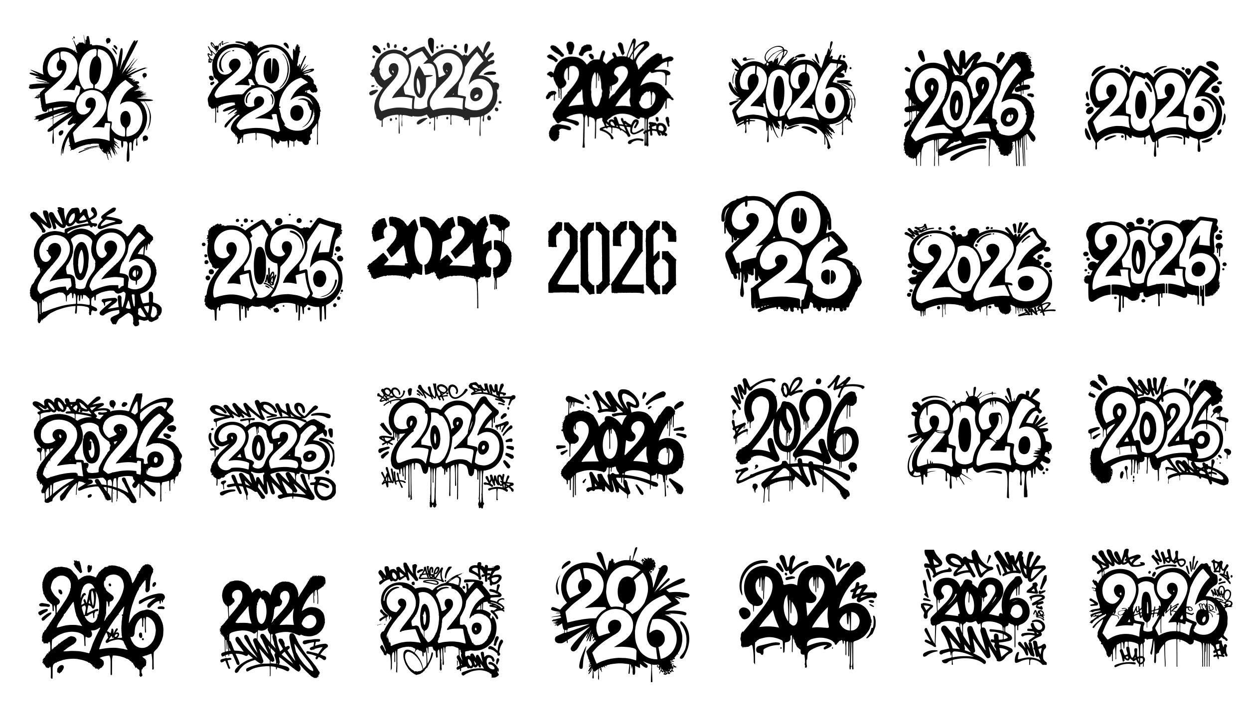 Street Art Graffiti 2026 New Year - Etsy