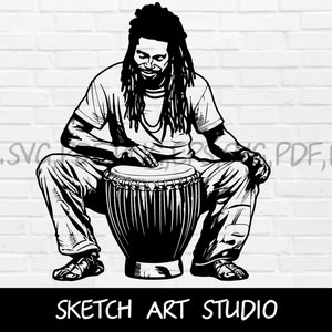 African Drum (djembe or jembe ). Cut files for Cricut. Clip Art silhouette (svg png).