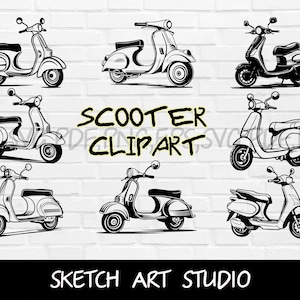 Cute Scooter SVG,EPS,PDF Motorcycle , Vespa Clipart, Scooter Motorbike, Scooter Bike Image Cut File for Cricut Silhouette, Print At Home