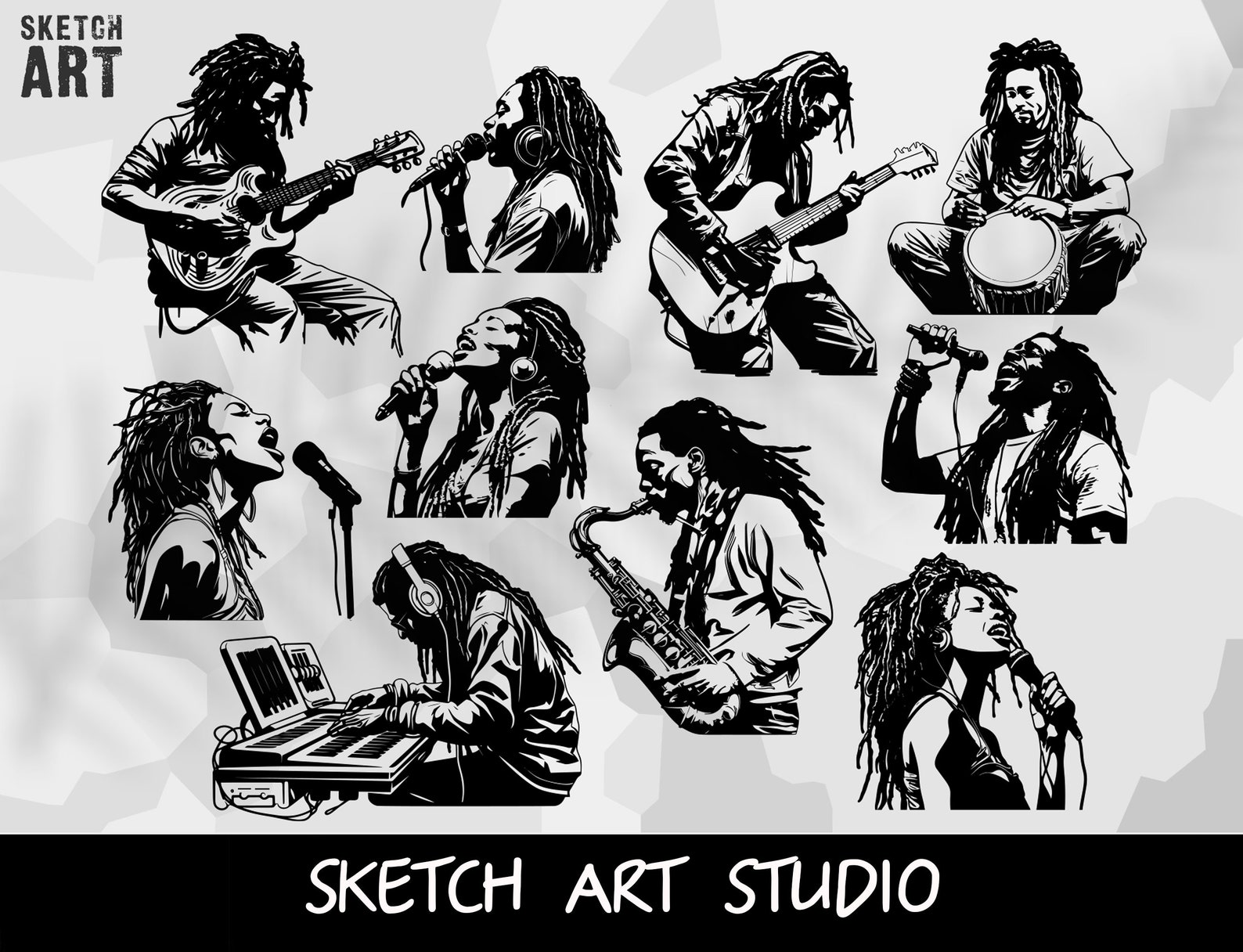 Musicians Rasta Silhouette Music Clipart, Silhouette, Jazz Musicians ...
