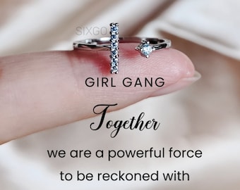Minimalist T Sterling Silver Shaped Ring, Girl Gang Together, Bridesmaid Gifts, Friendship Ring