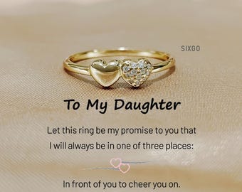 Promise Ring For Daughter Two Heart Ring-Birthday Gifts-Unique Jewelry-Gift For Her