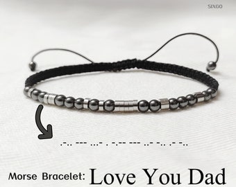 To My Dad Morse Code Bracelet, Stainless Steel Braided Rope