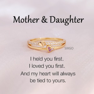 Mother & Daughter I Held You Double Heart Ring - Mother&#39;s Day gifts - Gift For Her - Ring For Women - Minimalist Jewelry - Birthday Gift