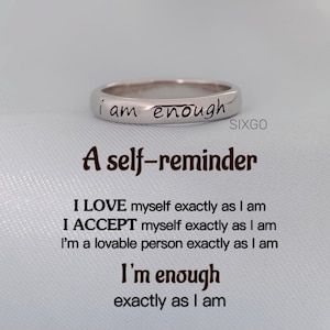 Sterling Silver "I Am Enough" Affirmation Ring, Self Love Encouragement Gift-Ring For Women-Friendship Gift